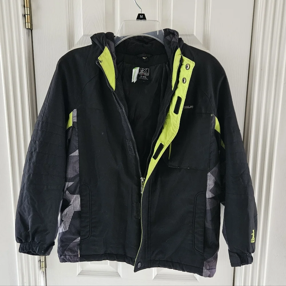 Kids Black and Neon Yellow Winter Jacket - Snowboard, Ski, Puffer, Cold Weather